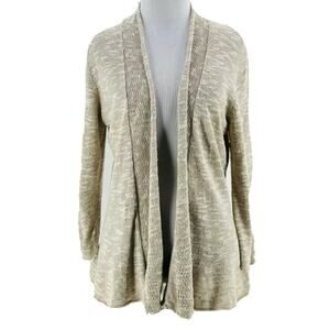 Eileen Fisher Women's Beige Linen Blend Long Sleeve Knit Cardigan Sweater Small